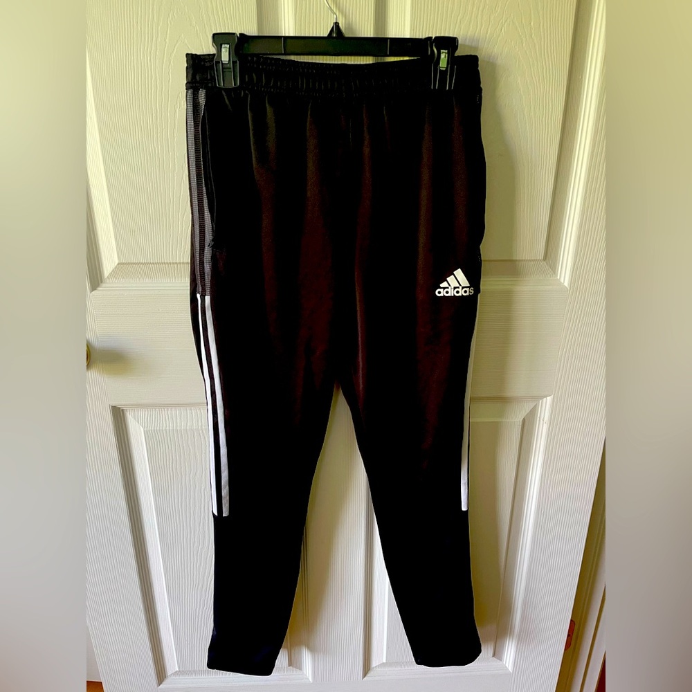 Adidas Black Joggers with White Stripes